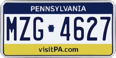 PA license plate MZG4627