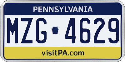 PA license plate MZG4629