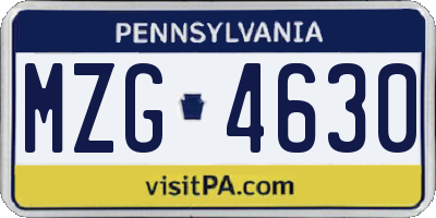 PA license plate MZG4630