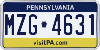 PA license plate MZG4631