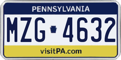 PA license plate MZG4632