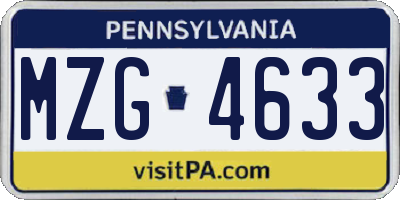 PA license plate MZG4633