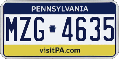 PA license plate MZG4635