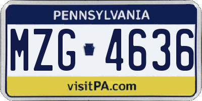PA license plate MZG4636