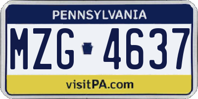 PA license plate MZG4637