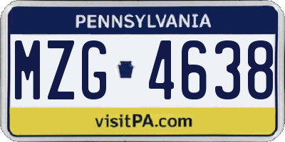 PA license plate MZG4638