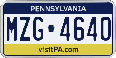 PA license plate MZG4640