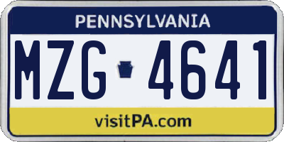 PA license plate MZG4641