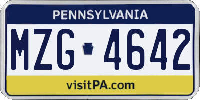 PA license plate MZG4642