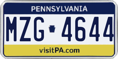 PA license plate MZG4644