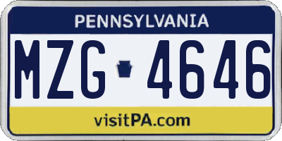 PA license plate MZG4646