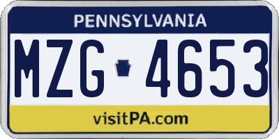 PA license plate MZG4653