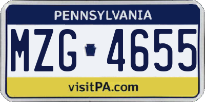 PA license plate MZG4655