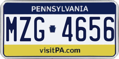 PA license plate MZG4656