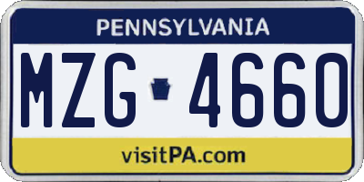 PA license plate MZG4660