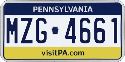 PA license plate MZG4661