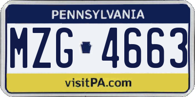 PA license plate MZG4663