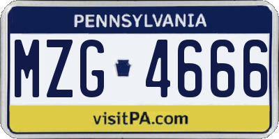 PA license plate MZG4666
