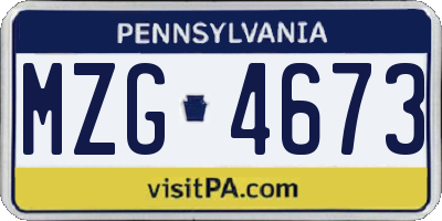 PA license plate MZG4673