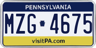 PA license plate MZG4675