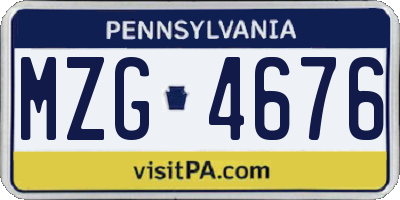 PA license plate MZG4676