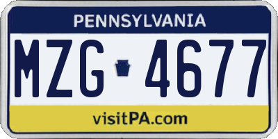 PA license plate MZG4677
