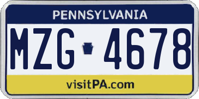 PA license plate MZG4678