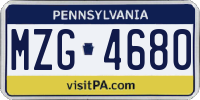 PA license plate MZG4680