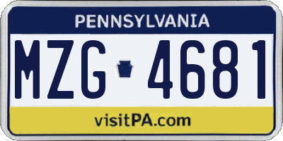 PA license plate MZG4681