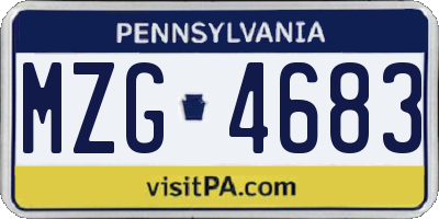PA license plate MZG4683