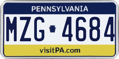 PA license plate MZG4684
