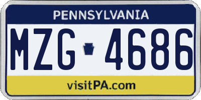 PA license plate MZG4686