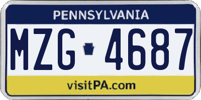 PA license plate MZG4687
