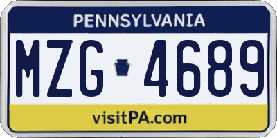 PA license plate MZG4689