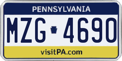 PA license plate MZG4690