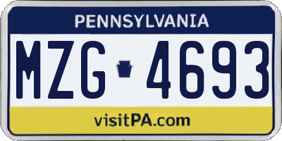 PA license plate MZG4693