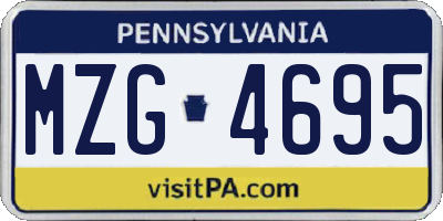PA license plate MZG4695