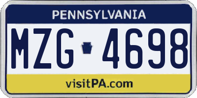 PA license plate MZG4698