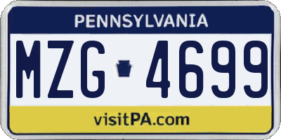 PA license plate MZG4699