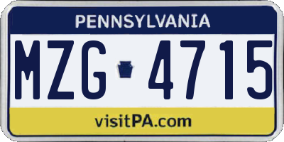 PA license plate MZG4715