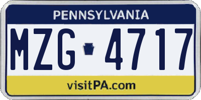 PA license plate MZG4717