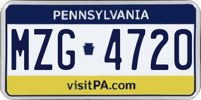 PA license plate MZG4720
