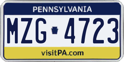 PA license plate MZG4723