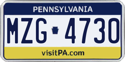 PA license plate MZG4730