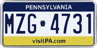 PA license plate MZG4731
