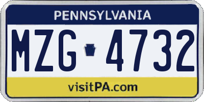 PA license plate MZG4732