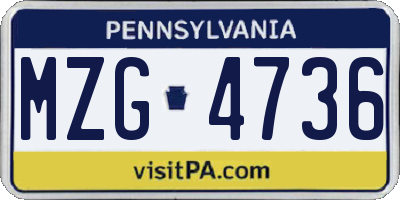 PA license plate MZG4736