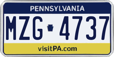 PA license plate MZG4737