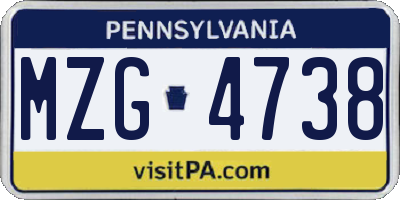 PA license plate MZG4738
