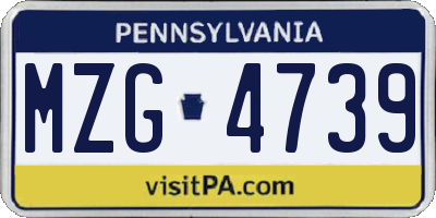 PA license plate MZG4739